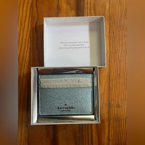 Kate Spade Slim Cardholder Frosty Sky Glitter Fabric